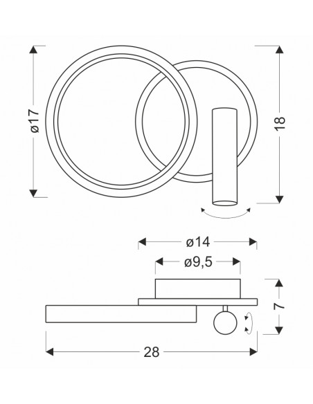 CANDELLUX MONET lampa kinkiet koło złoty 18W LED 3000K klosz biały 22-35677