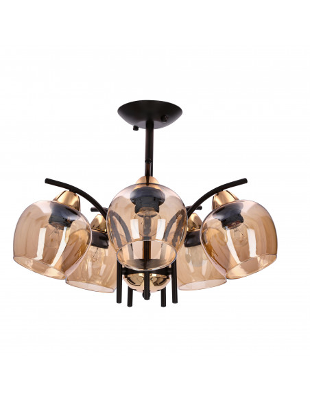 CANDELLUX MERRA lampa wiszaca czarny 5x40W E27 klosz bursztynowy 35-35325