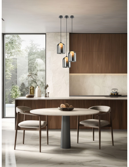 CANDELLUX Klea lampa sufitowa czarny 1x15W G9 klosz dymiony+biały 31-38340