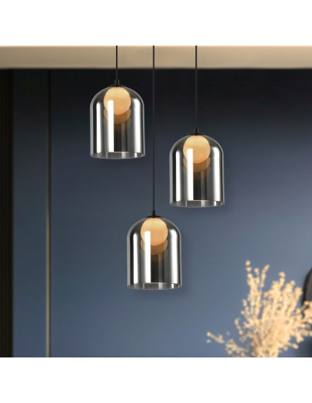 CANDELLUX Klea lampa sufitowa czarny 1x15W G9 klosz dymiony+biały 31-38340