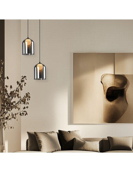 CANDELLUX Klea lampa sufitowa czarny 1x15W G9 klosz dymiony+biały 31-38340