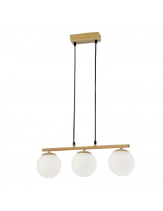CANDELLUX Carrine lampa wisząca drewniany 3x40W E14 klosz biały 33-37435