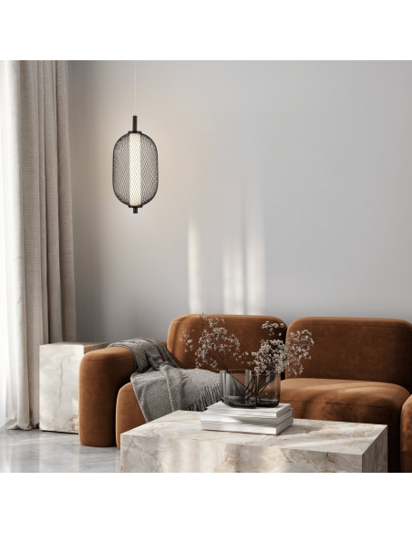 CANDELLUX PUMA lampa wisząca 15cm czarny 10W LED 3000K klosz biały 31-35349