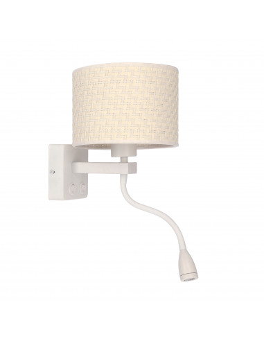 CANDELLUX POLO LAMPA KINKIET BIAŁY 1X40W E27+2W LED ABAŻUR KREMOWY 21-27665