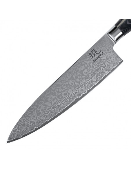 Shiori 3-Set 撓 Kuro Murō + Santoku + Sifu - zestaw trzech noży ze stali damasceńskiej