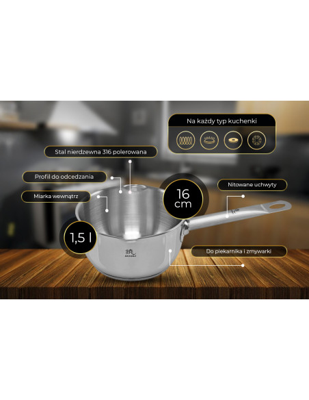 SHIORI Steel Series Pro 316 rondel indukcja 16 cm