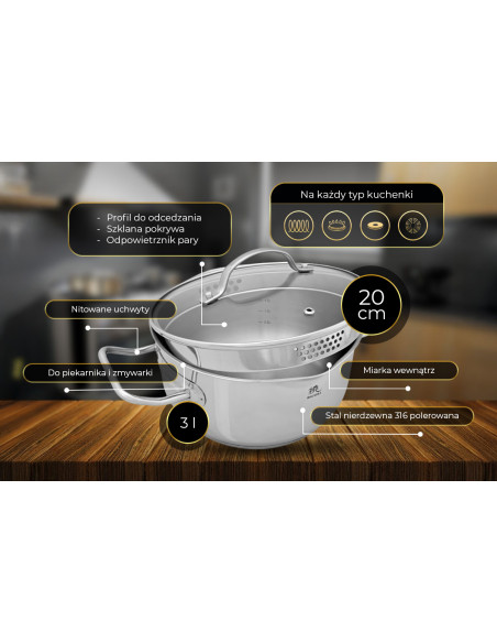 SHIORI Steel Series Pro 316 garnek indukcja 20 cm