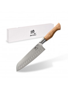 SHIORI Shibuki Santoku - uniwersalny, wielozadaniowy nóż szefa kuchni ze stali sandvik 14C28N