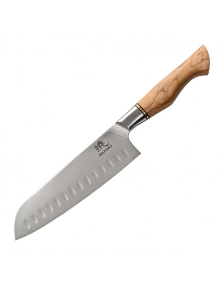 SHIORI Shibuki Santoku - uniwersalny, wielozadaniowy nóż szefa kuchni ze stali sandvik 14C28N