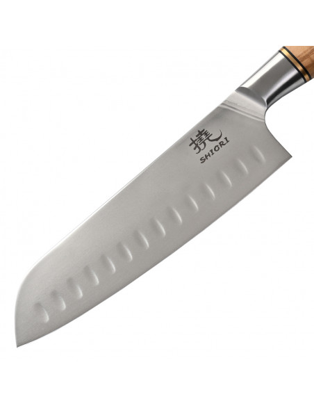 SHIORI Shibuki Santoku - uniwersalny, wielozadaniowy nóż szefa kuchni ze stali sandvik 14C28N