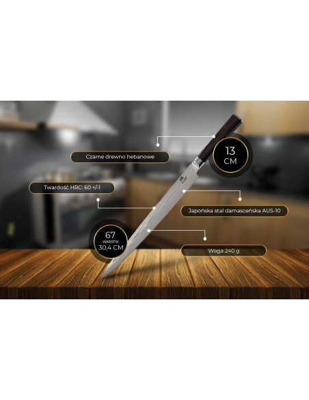 SHIORI Sashimi Nagai - profesjonalny nóż do przyrządzania sushi 30,40 cm