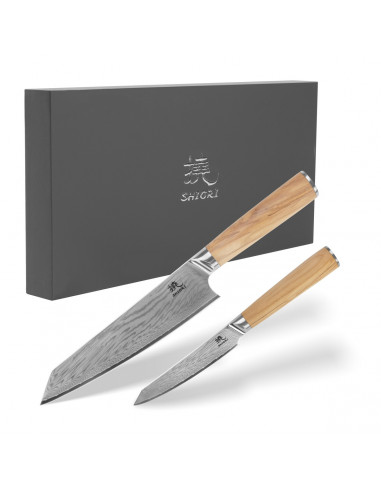 Shiori 2-Set 撓 Orību Murō i Sifu zestaw dwóch noży ze stali damasceńskiej
