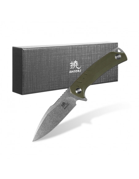 SHIORI Midori No-Shi - nóż mysliwski/taktyczny full-tang ze stali 10Cr15CoMov, Stone Washed