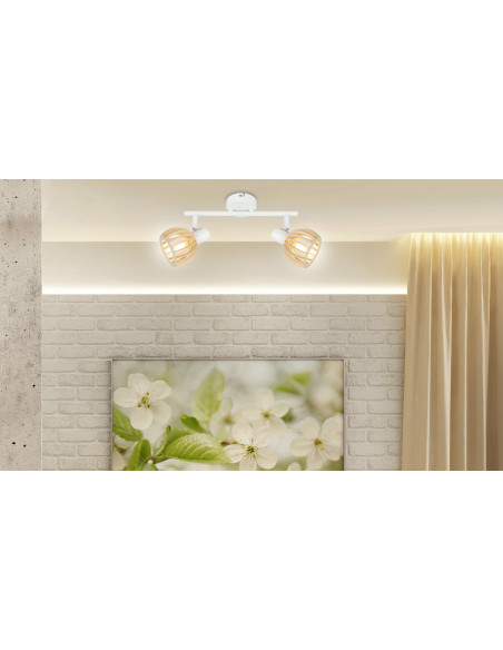 CANDELLUX ATARRI LAMPA SUFITOWA LISTWA 2X25W E14 BIAŁY+DREWNO 92-68088