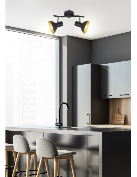 CANDELLUX DISO LAMPA SUFITOWA LISTWA 2X40W E27 CZARNY+ZLOTO 92-63427