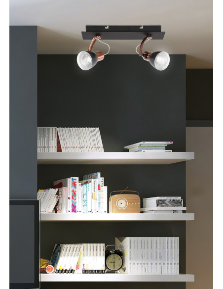 CANDELLUX MARKUS LAMPA SUFITOWA LISTWA 2X50W GU10 CZARNY+MIEDZIANY BEZ ŻARÓWKI 92-37442-M