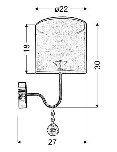 CANDELLUX BRAVA LAMPA KINKIET D-22 1X60W E27 CZARNY 21-26552