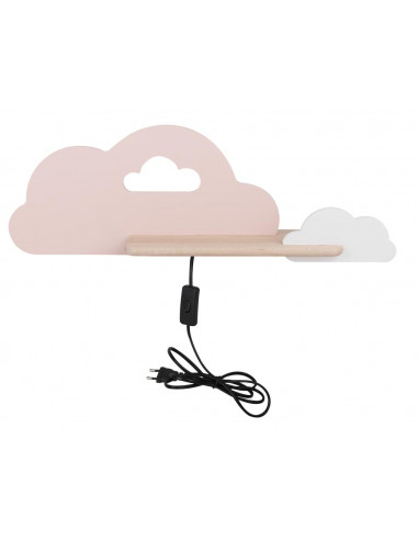 CANDELLUX CLOUD LAMPA KINKIET ŚCIENNY 5W LED IQ KIDS Z PRZEWODEM Z WŁ. I WTYCZKĄ RÓŻOWY Z OTWOREM+BIAŁY 21-75741