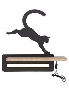 CANDELLUX CAT LAMPA KINKIET ŚCIENNY 5W LED IQ KIDS Z PRZEWODEM Z WŁ. I WTYCZKĄ SKACZĄCY CZARNY 21-84439