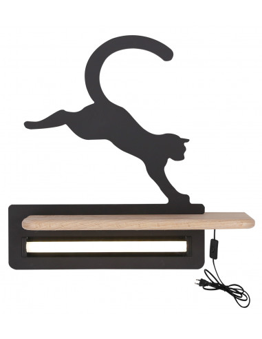 CANDELLUX CAT LAMPA KINKIET ŚCIENNY 5W LED IQ KIDS Z PRZEWODEM Z WŁ. I WTYCZKĄ SKACZĄCY CZARNY 21-84439