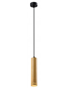 CANDELLUX Tubo lampa wisząca czarny 1x25w gu10 klosz 25cm drewniany 31-78582
