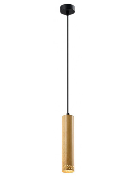 CANDELLUX Tubo lampa wisząca czarny 1x25w gu10 klosz 25cm drewniany 31-78582