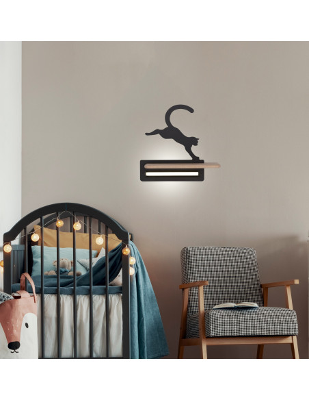 CANDELLUX LAMPA CAT KINKIET ŚCIENNY 5W LED IQ KIDS SKACZĄCY CZARNY 21-75635