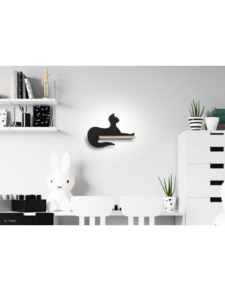 CANDELLUX LAMPA CAT KINKIET ŚCIENNY 5W LED IQ KIDS SIEDZĄCY CZARNY 21-75642