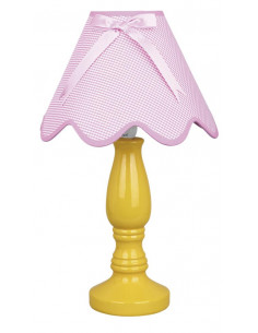 CANDELLUX LAMPKA LOLA GABINETOWA ŻÓŁTA 1X40W E14 ABAŻUR RÓŻOWY 41-84354