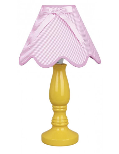 CANDELLUX LAMPKA LOLA GABINETOWA ŻÓŁTA 1X40W E14 ABAŻUR RÓŻOWY 41-84354