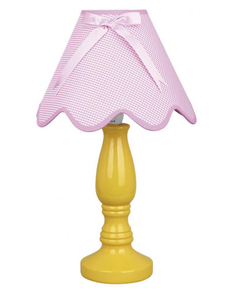 CANDELLUX LAMPKA LOLA GABINETOWA ŻÓŁTA 1X40W E14 ABAŻUR RÓŻOWY 41-84354