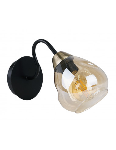 CANDELLUX Unica lampa kinkiet czarny+złoty 1x40w e27 klosz dymiony 21-00866