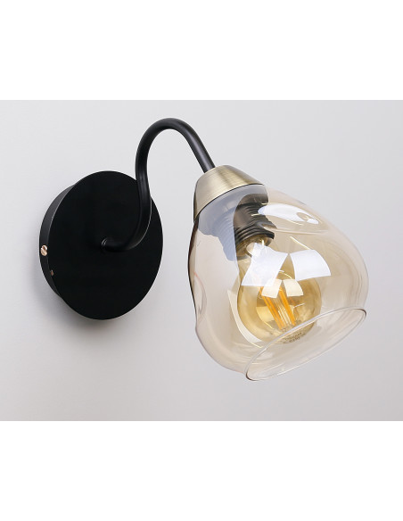 CANDELLUX Unica lampa kinkiet czarny+złoty 1x40w e27 klosz dymiony 21-00866