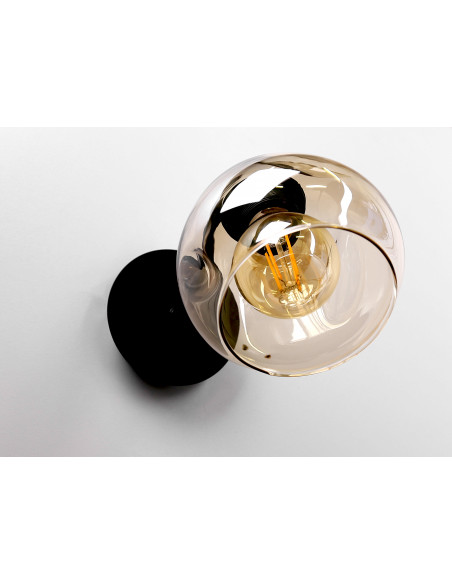 CANDELLUX Unica lampa kinkiet czarny+złoty 1x40w e27 klosz dymiony 21-00866