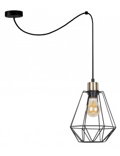CANDELLUX PRIMO P LAMPA WISZĄCA CZARNY+PATYNA 1X60W E27 KLOSZ CZARNY 31-00279