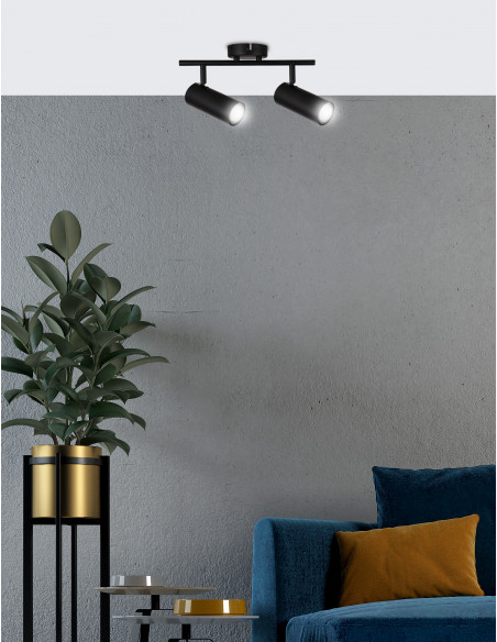 CANDELLUX Colly lampa sufitowa czarny 2x15w gu10 klosz czarny 92-01665