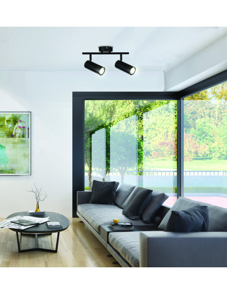 CANDELLUX Colly lampa sufitowa czarny 2x15w gu10 klosz czarny 92-01665