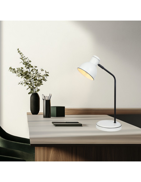 CANDELLUX ZUMBA LAMPKA GABINETOWA SZTYCA PROSTA 1X40W E14 BIAŁY+CZARNY 41-72078