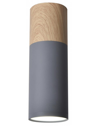 CANDELLUX TUBA LAMPA SUFITOWA 1X15W GU10 6,8/20 SZARY+DREWNO 2284286