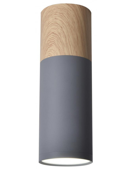 CANDELLUX TUBA LAMPA SUFITOWA 1X15W GU10 6,8/20 SZARY+DREWNO 2284286