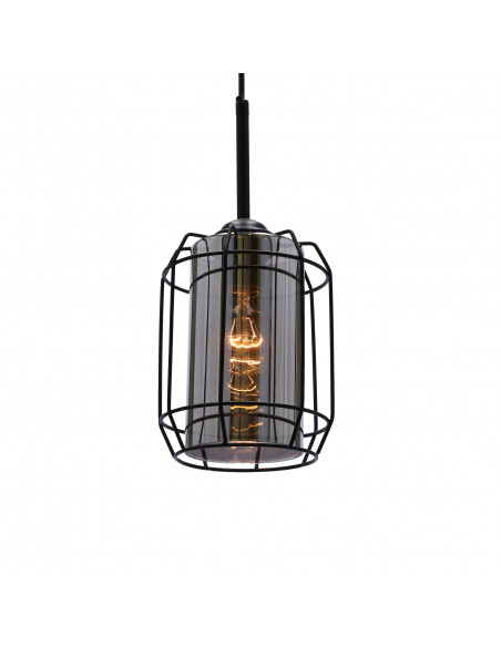 CANDELLUX Jonera lampa wisząca czarny 1x40w e27 klosz dymiony 31-08428
