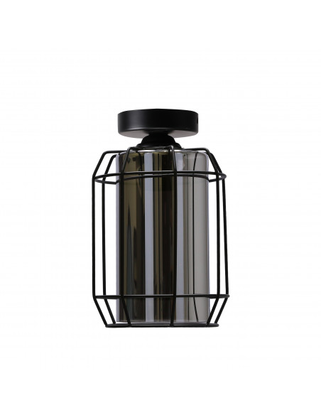 CANDELLUX Jonera lampa sufitowa czarny 1x40w e27 klosz dymiony 31-08404