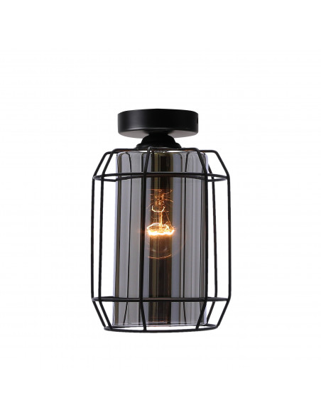 CANDELLUX Jonera lampa sufitowa czarny 1x40w e27 klosz dymiony 31-08404