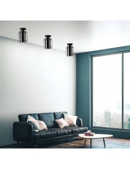CANDELLUX Jonera lampa sufitowa czarny 1x40w e27 klosz dymiony 31-08404