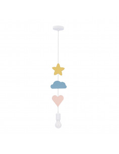 CANDELLUX HEART CS LAMPA WISZĄCA 1X20W E27 IQ KIDS RÓŻOWY+NIEBIESKI+BIAŁY 31-12135