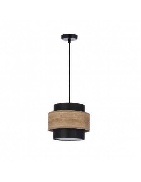 CANDELLUX Twin lampa wisząca czarny 1x40w e27 abażur czarny+drewniany 31-17871
