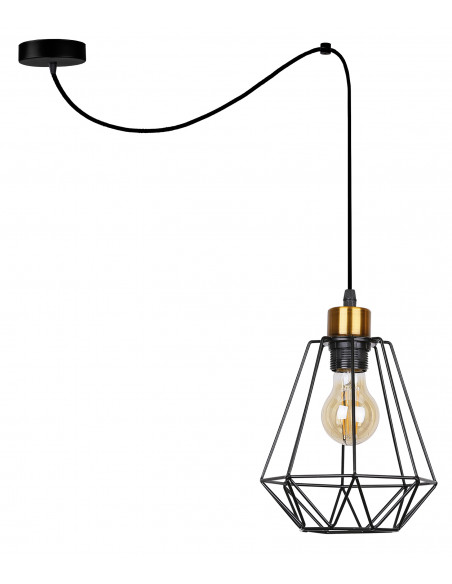 CANDELLUX Primo p lampa wisząca czarny+złoty 1x60w e27 klosz czarny 31-06165