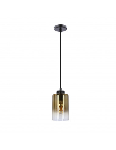 CANDELLUX Aspra lampa wisząca czarny 1x60w e27 klosz bursztynowy 31-16256