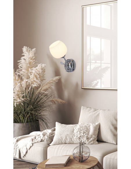 CANDELLUX Estar lampa kinkiet chromowy 1x40w e27 klosz biały 21-09425
