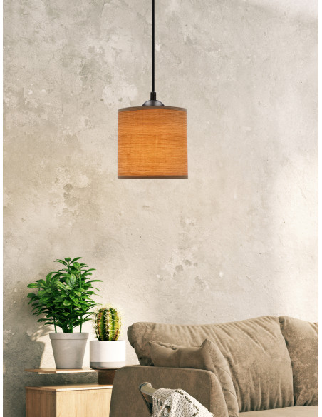 CANDELLUX Legno lampa wisząca czarny 15 1x40w e27 abażur orzechowy 31-18311